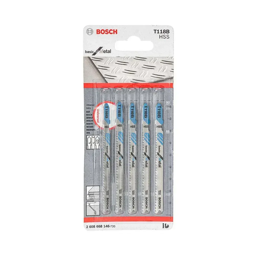 Kit de lâminas serra tico tico T118B metal 6MM 91MM Bosch — fotografia de referência