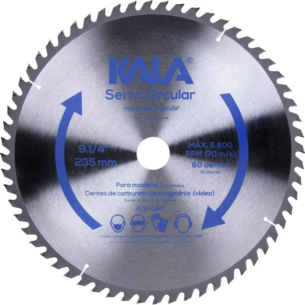 Disco serra circular 9.1/4 para madeira 60 dentes 5600RPM Kala — fotografia 4