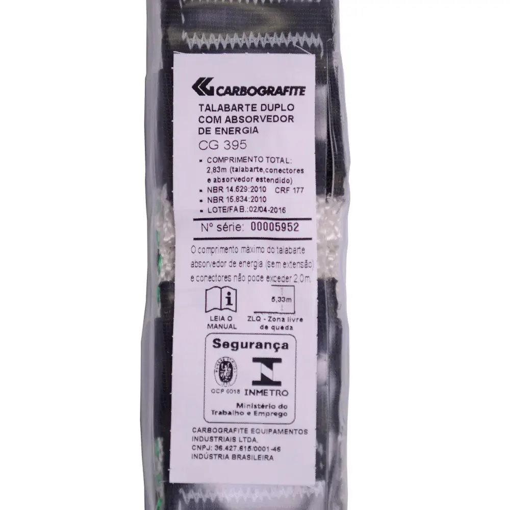 Talabarte duplo com trava absorvido CG395 Carbografite — fotografia 3
