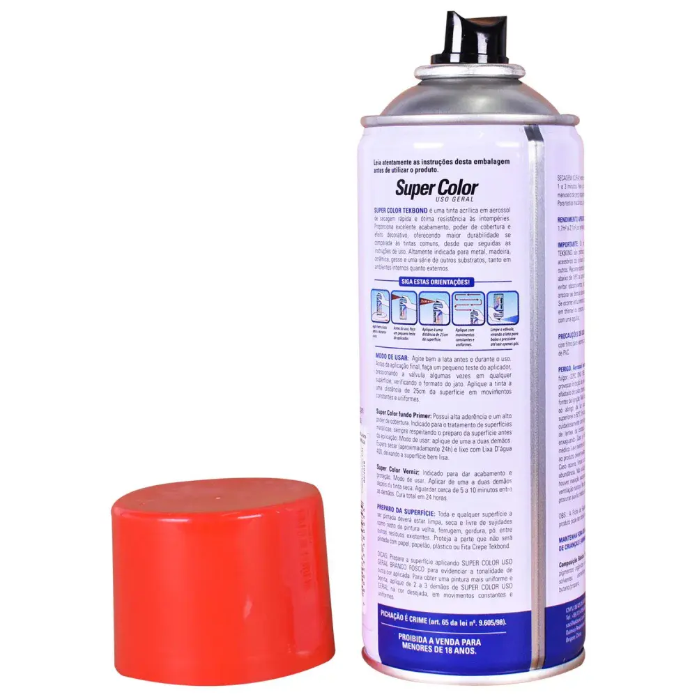 Tinta spray uso geral vermelho 350ML Tekbond — fotografia 3