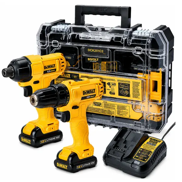 Kit parafusadeira furadeira bateria 3/8 12V bivolt Dewalt — fotografia 12