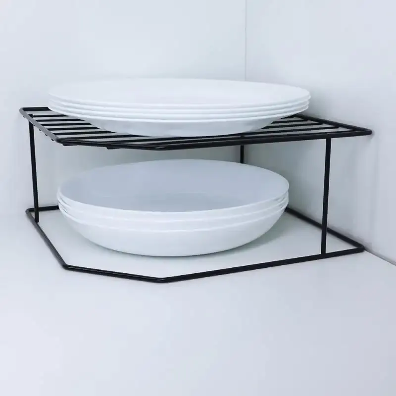 Organizador porta pratos horizontal viena 2 níveis em aço preto 990707 BEL — fotografia 3