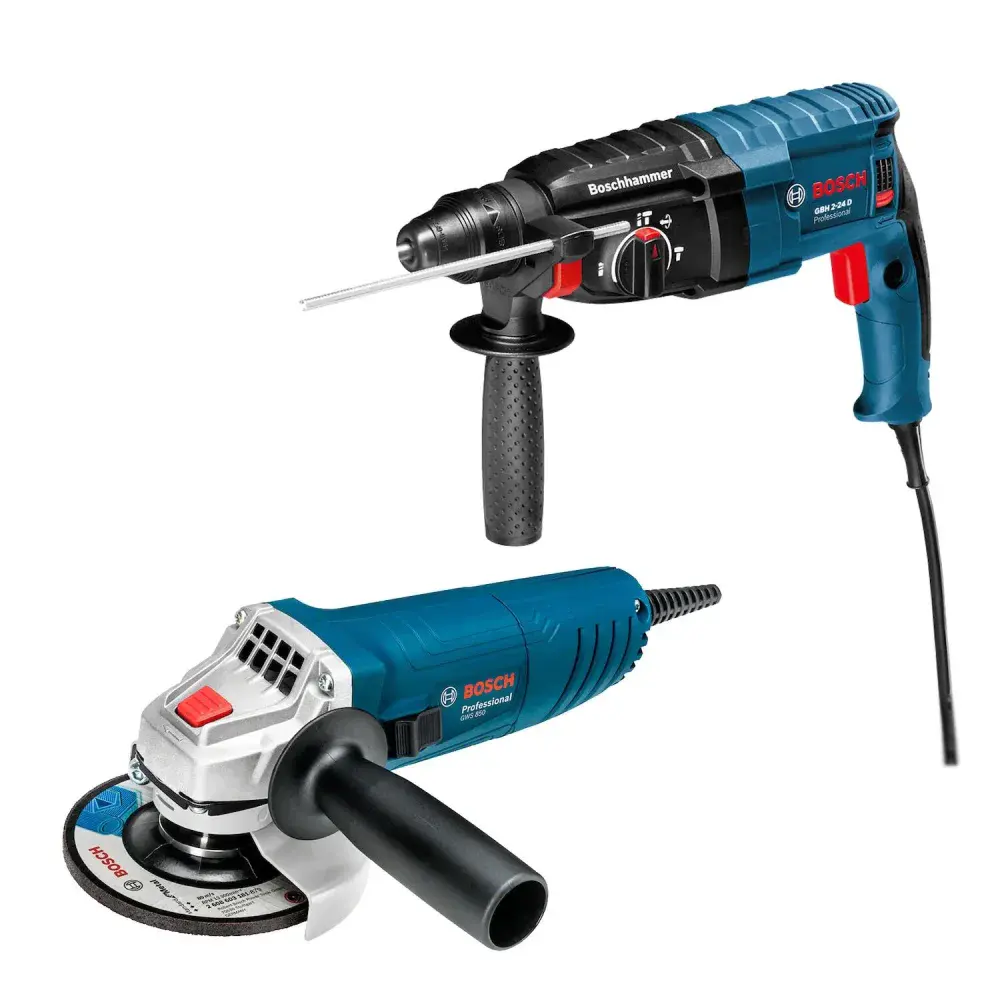 Conjunto martelete perfurador gbh 2-24 d e esmerilhadeira gws 850 Bosch — fotografia 6