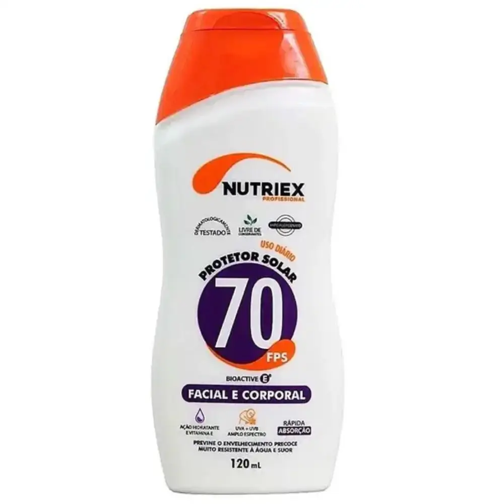 Protetor solar FPS 70 facial e corporal bisnaga 120ML Nutriex
