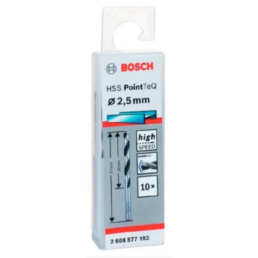 Broca aço rápido HSS 2.5 MM pointteq kit 10 unidades Bosch — fotografia 4