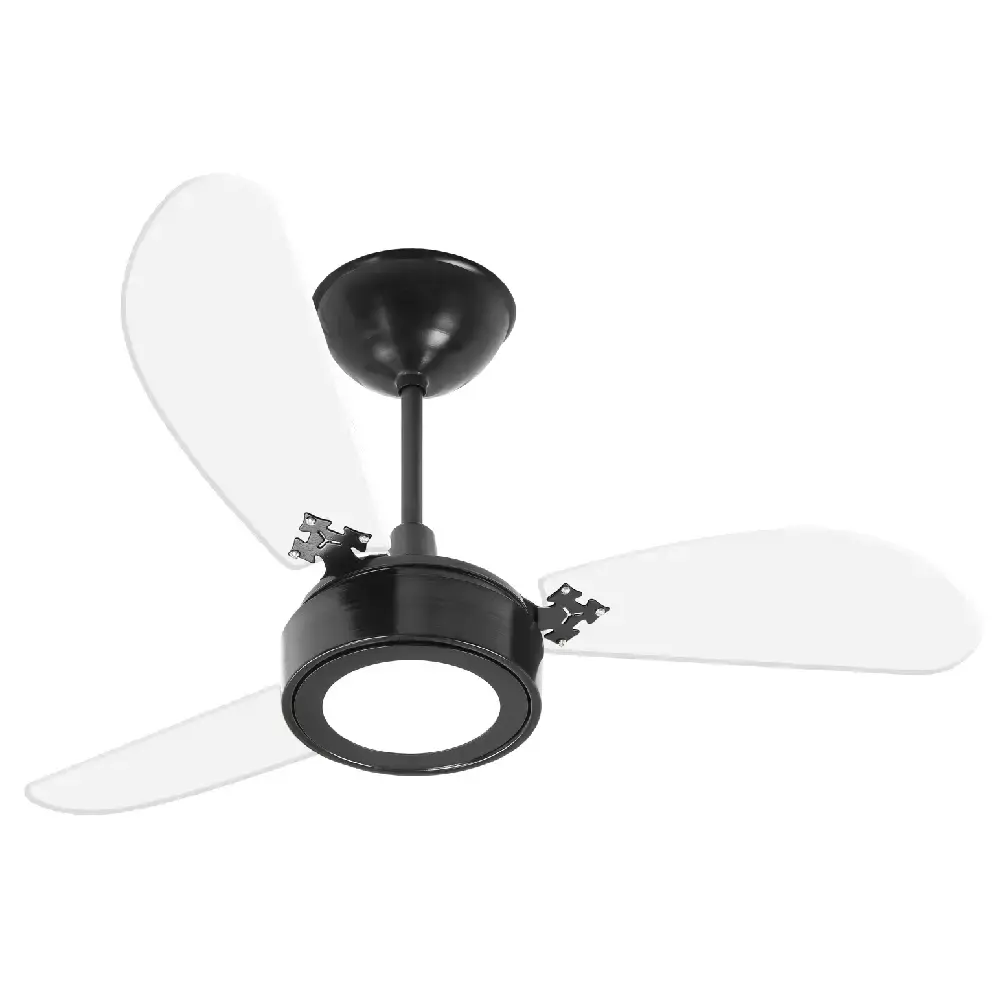 Ventilador de teto 3 pás 130W luminária LED várias cores cristal Venti-delta Branco 110 V — fotografia 9