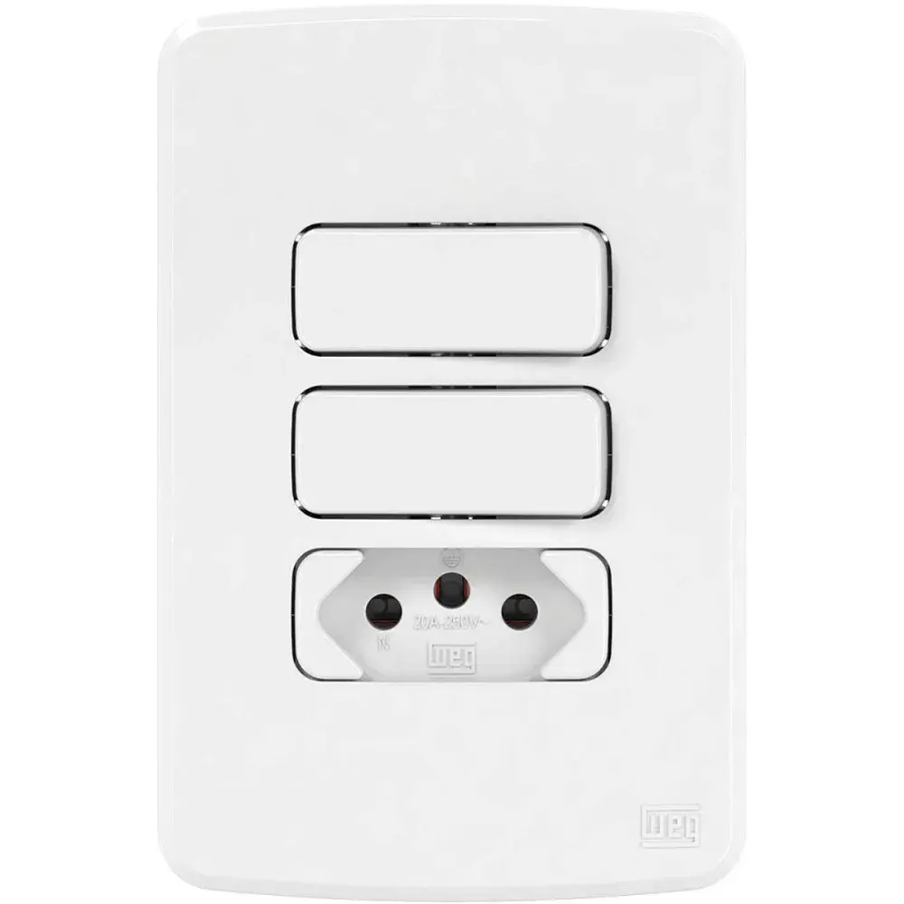 Conjunto interruptor 2TS e tomada 4X2 10A branco da WEG