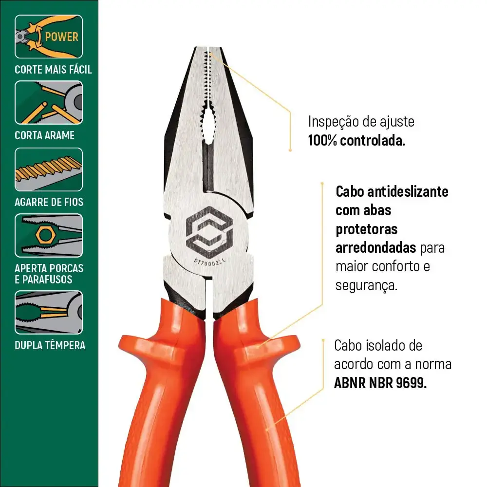 Alicate universal 8 polegada isolado ST700022L Sata — fotografia 5