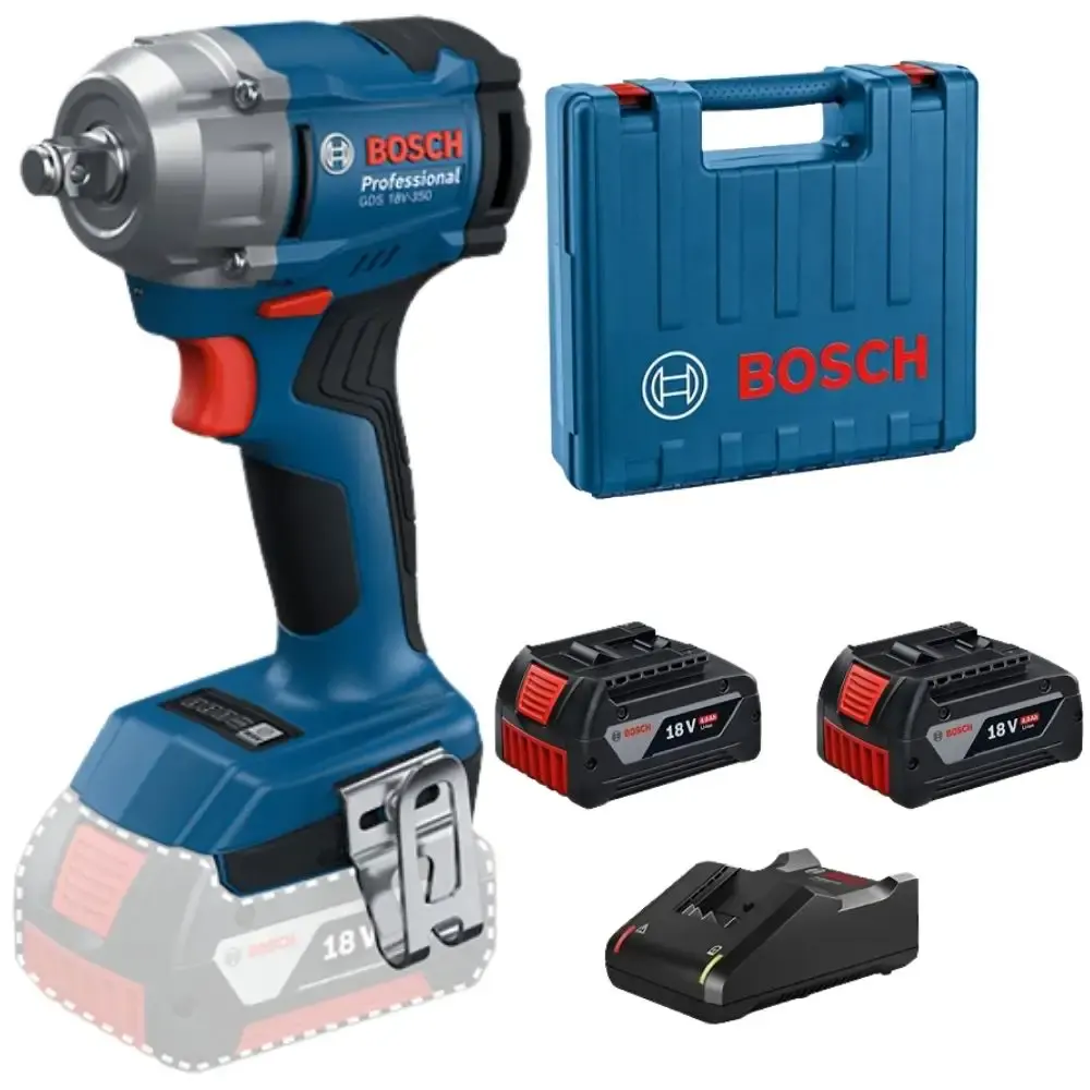 Chave de impacto 18V 1/2POL 350NM GDS 18V-350 brushless com 2 baterias e maleta Bosch
