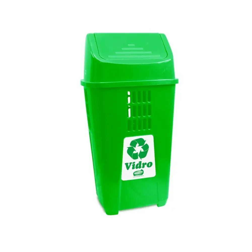 Lixeira basculante 50L verde Plasvale