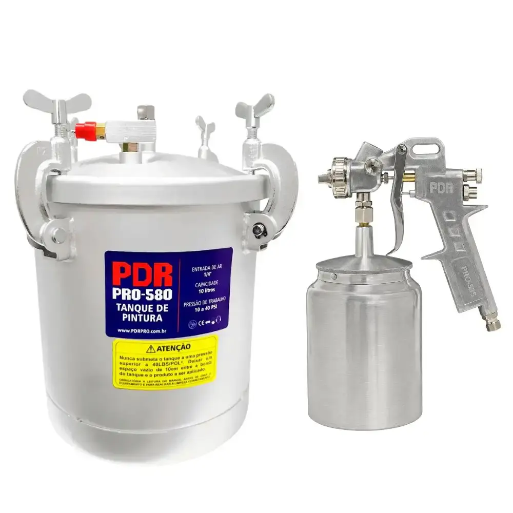 Tanque de pintura 10 litros com pistola de pintura sucção PDR Ldr2