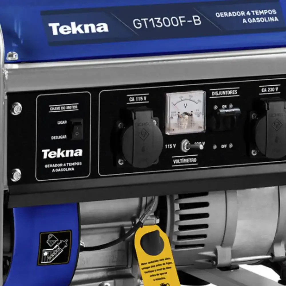 Gerador de energia à gasolina 1,25KVA 4T 1250W 3,0 HP 98CC bivolt com AVR GT1300F-B Tekna — fotografia 4
