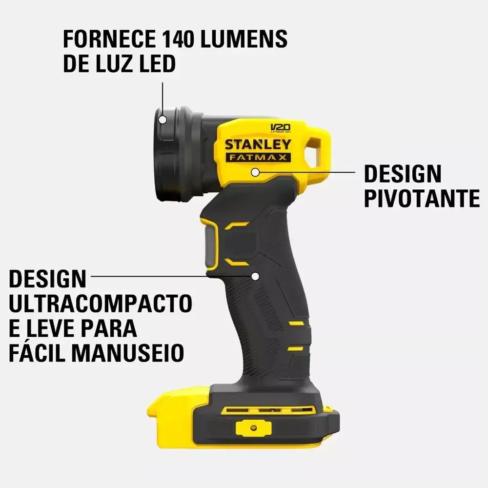 Lanterna led 20V max SCL020-BR com 2 baterias Stanley — fotografia 3