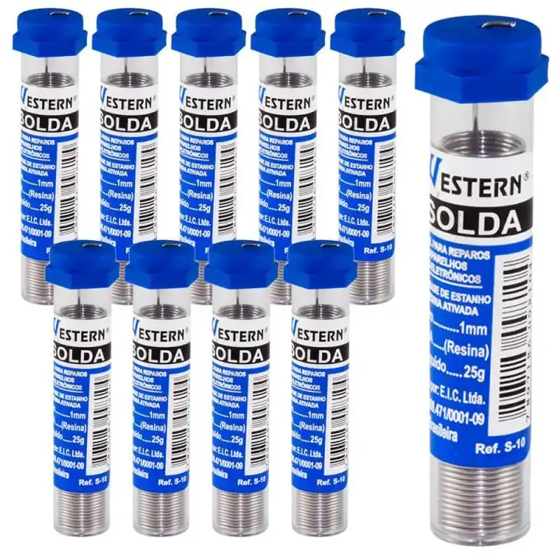Estanho para solda em tubo 4 metros S-10 kit 10 unidades Western