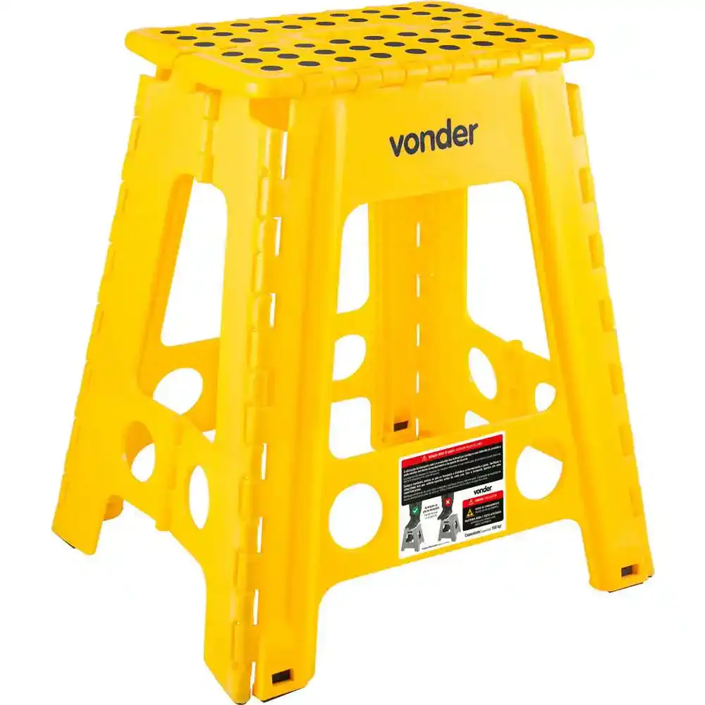 Banqueta plástica dobrável amarela 45CM Vonder — fotografia de referência