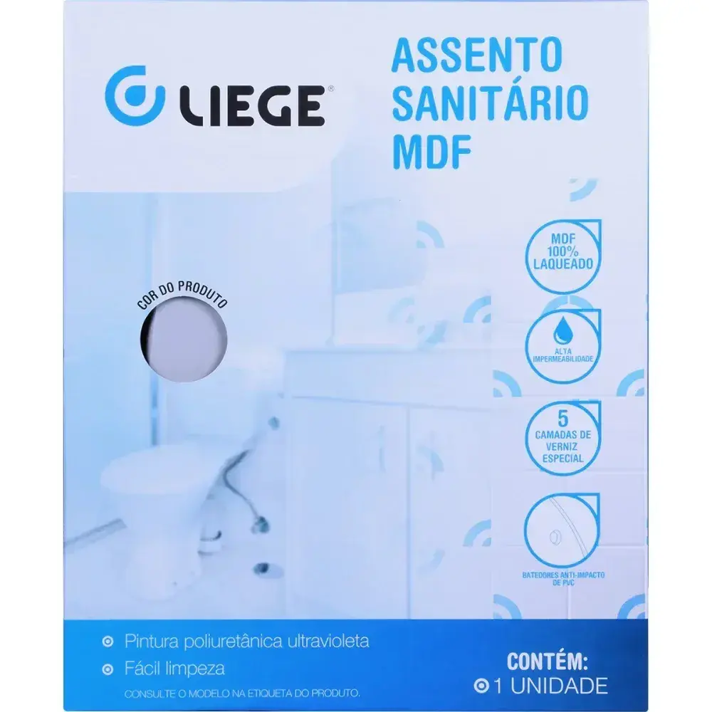 Assento sanitário em mdf laqueado sabatini cinza real Liege — fotografia 8
