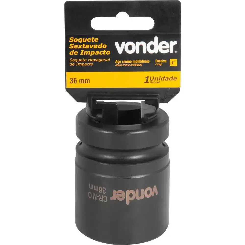 Soquete Sextavado Impacto Encaixe 1 polegada 36MM Cromado VONDER — fotografia 2