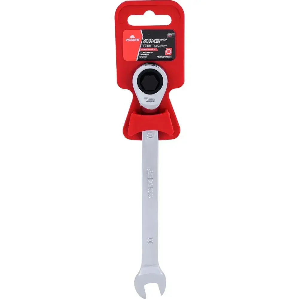 Chave combinada com catraca cromo vanádio 10MM Worker — fotografia 12