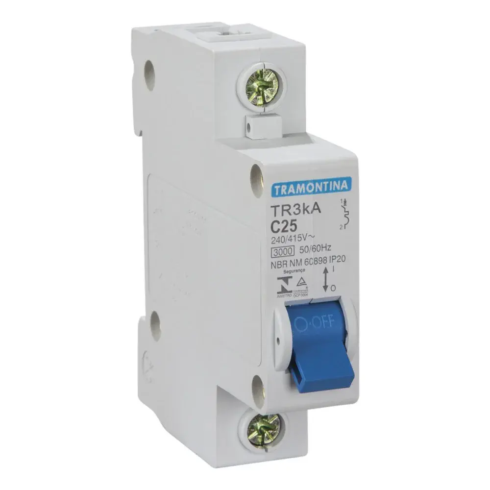 Disjuntor TR3KA 1P 25A curva c Tramontina — fotografia de referência