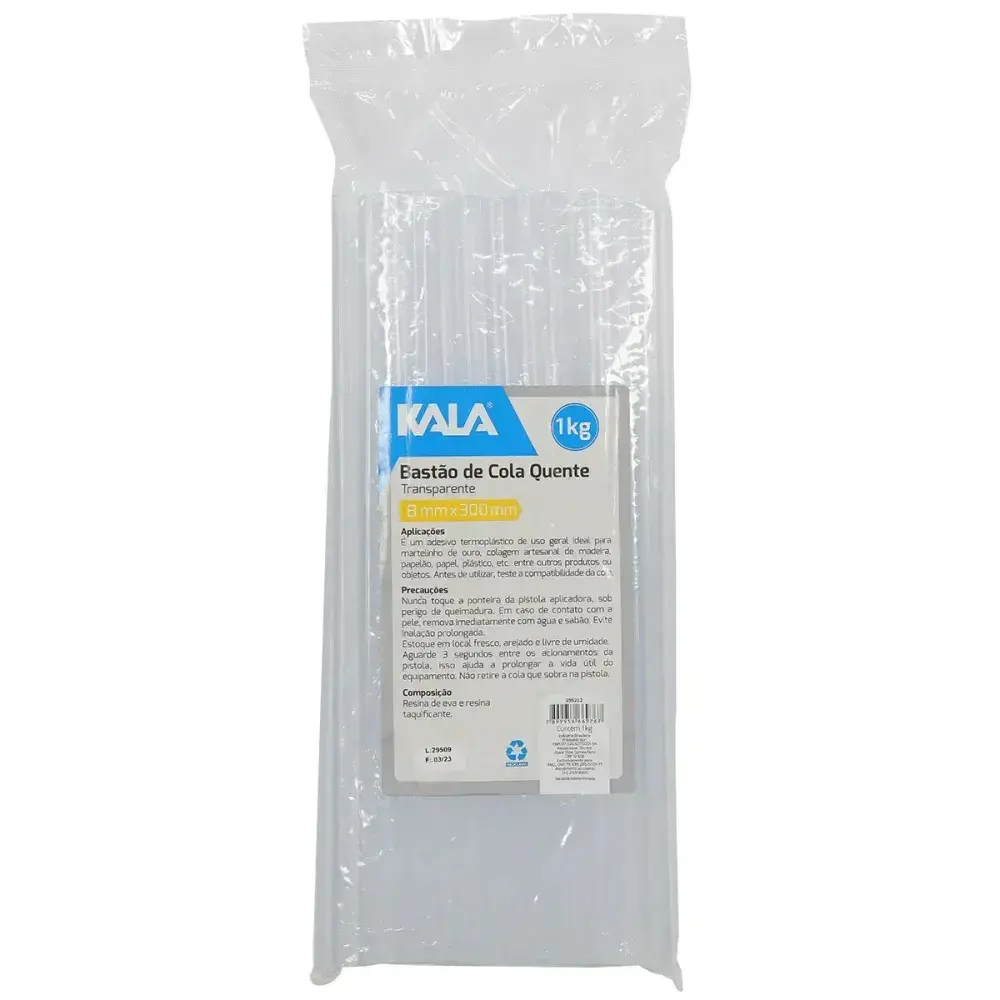 Cola quente bastão transparente 8X300MM 1KG Kala — fotografia 5