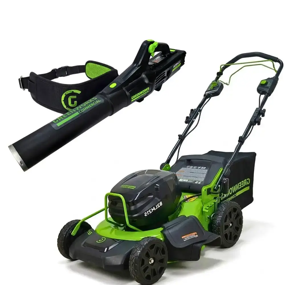 Cortador de grama 82V + soprador 760CFM + 3 baterias 4,0AH + carregador bivolt Greenworks — fotografia 2