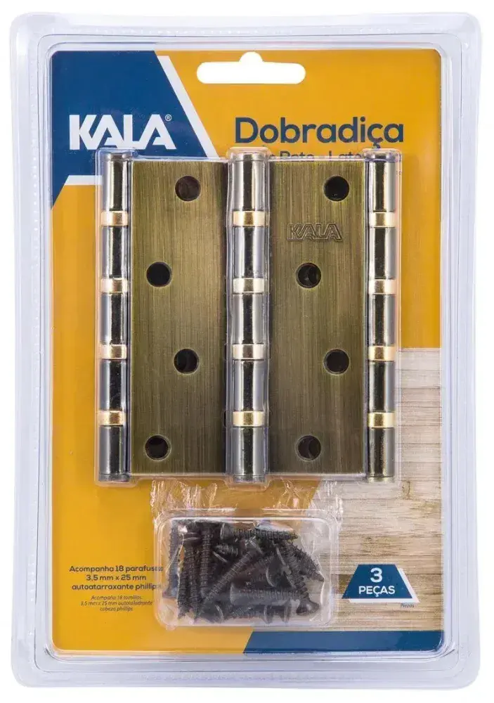 Dobradiça pino reto 4X3 latonado 866938 Kala — fotografia 4