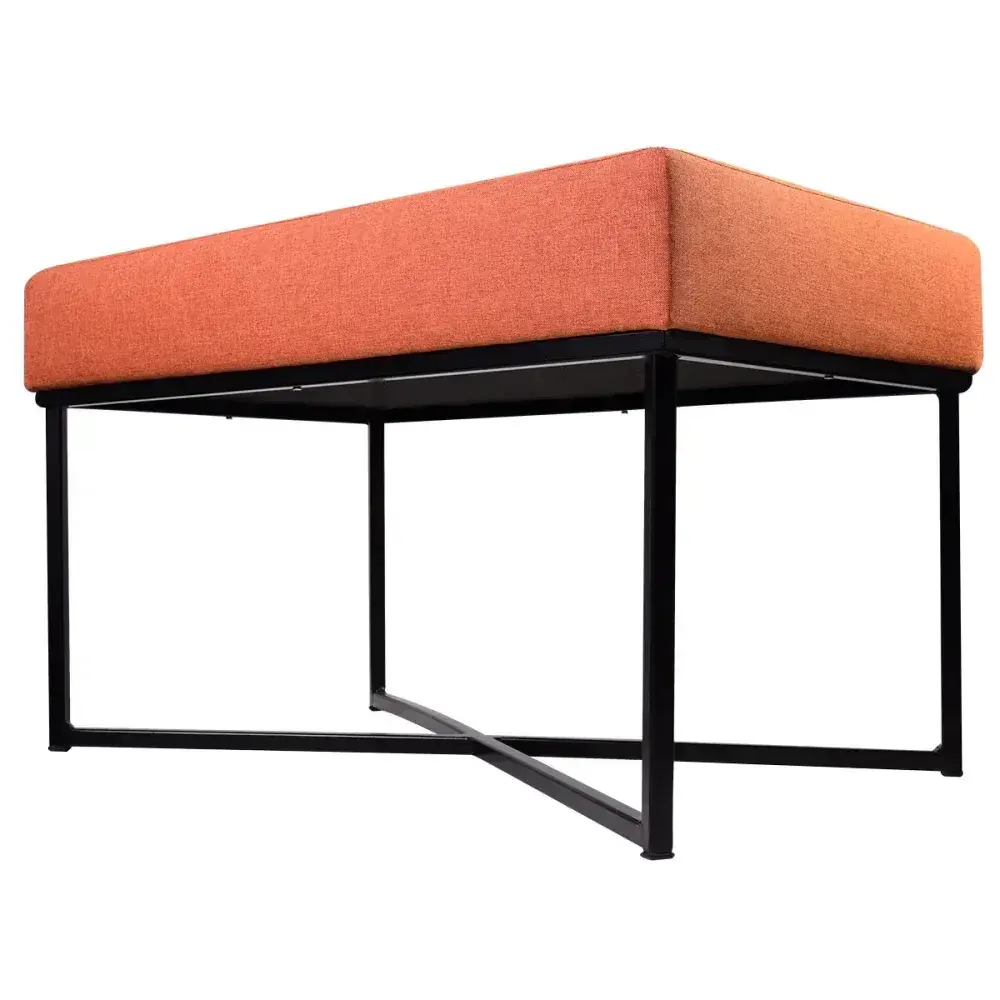 Puff retangular cor tijolo base preta 72X36X39CM bhela decor — fotografia 11