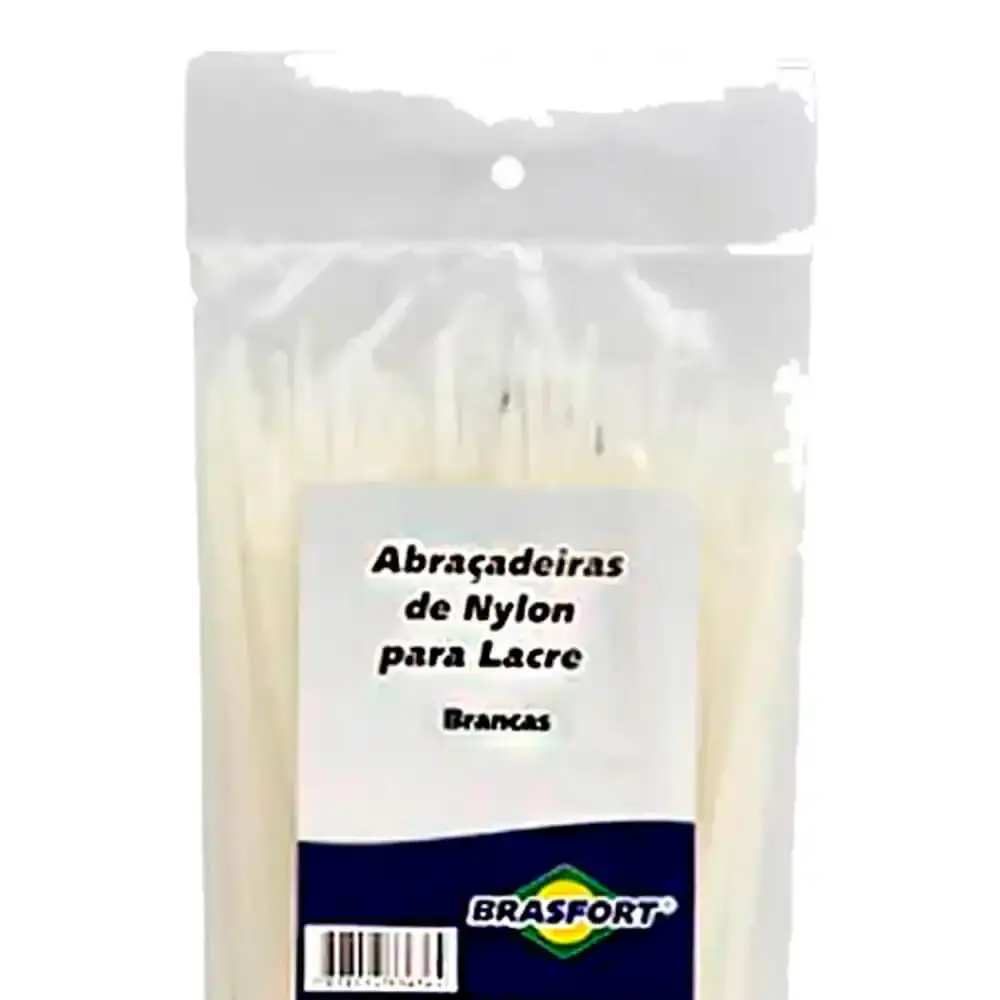 Abraçadeira De Nylon 100 Unidades 400mm x 4.8mm Branca 8640 BRASFORT — fotografia 2