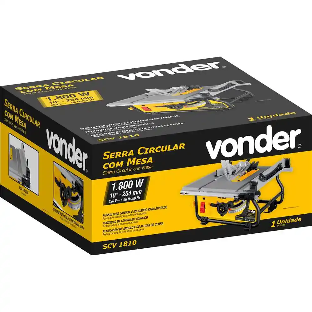 Serra circular de mesa 10 POL 1800W SCV1810 vonder 110 V Vonder Cross — fotografia 3
