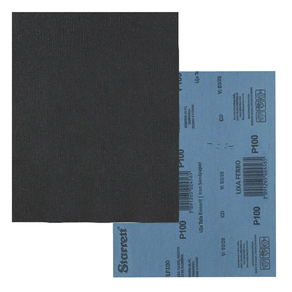 Folha de Lixa Metal 22,5 x 27,5 cm Grão 100 com 5 Unidades STARRETT — fotografia 3