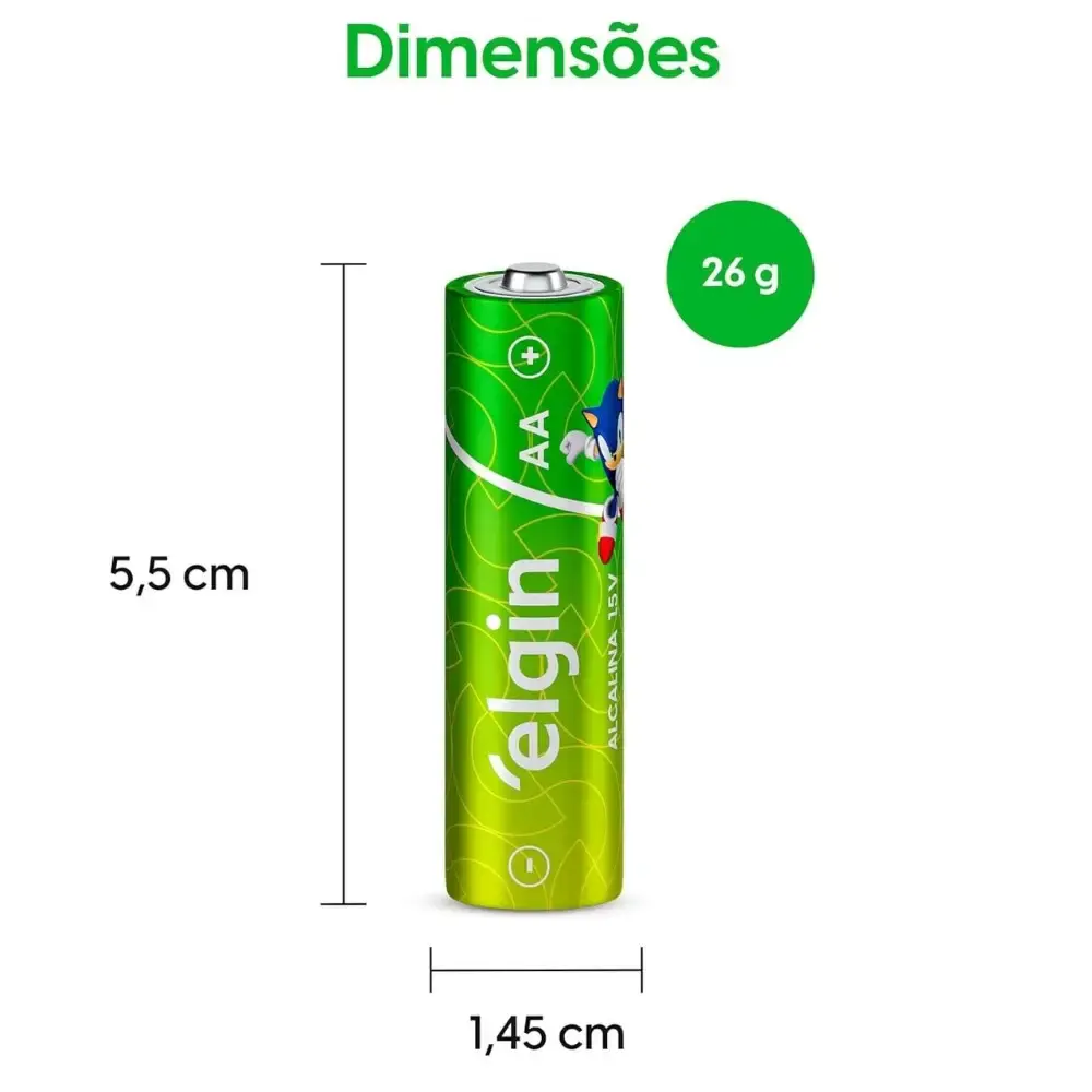 Pilha alcalina tipo palito 1,5V AA 2 peças Elgin — fotografia 7