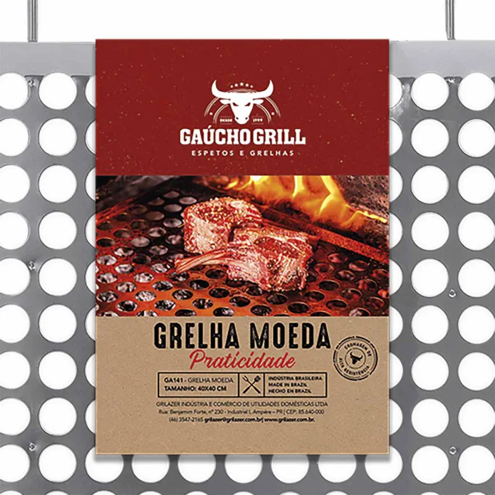 Grelha moeda para churrasco cromado 50X50CM Grilazer — fotografia 2