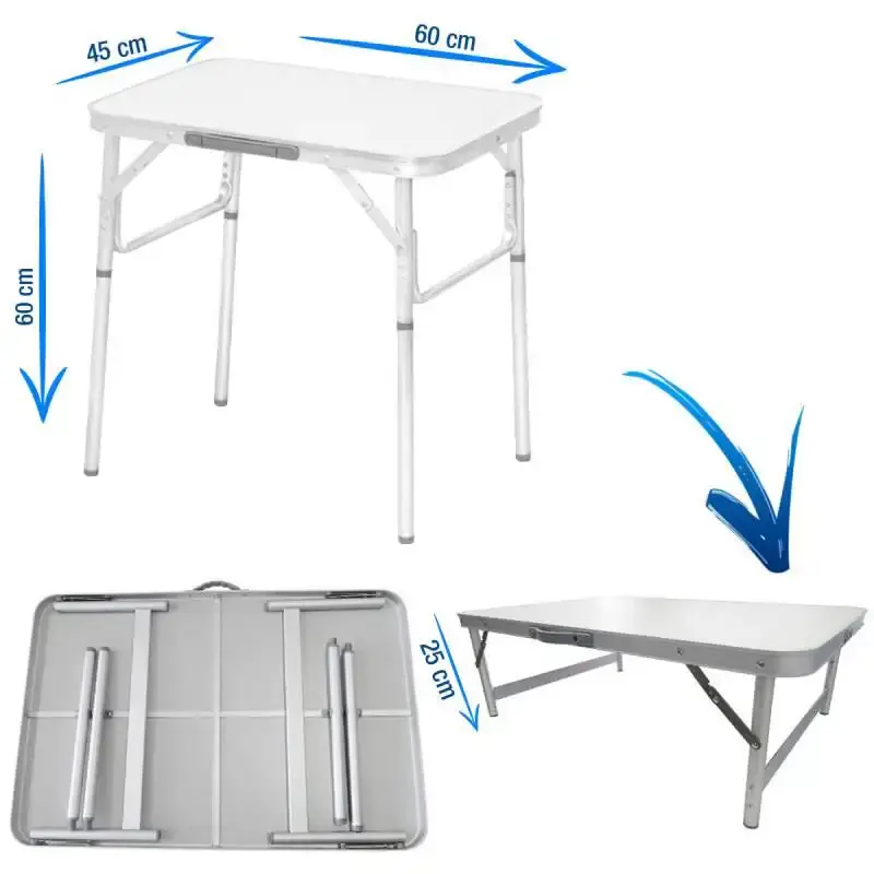 Mesa Dobrável de Alumínio Tampo de MDF 60 x 45 CM Vira Maleta PALISAD