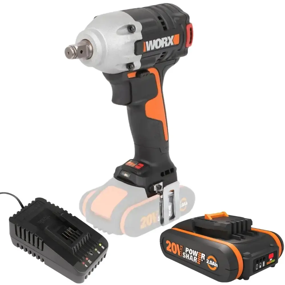 Chave de impacto 1/2POL 300NM com bateria 20V 2,0AH e carregador 16-20V bilvot worx Positec