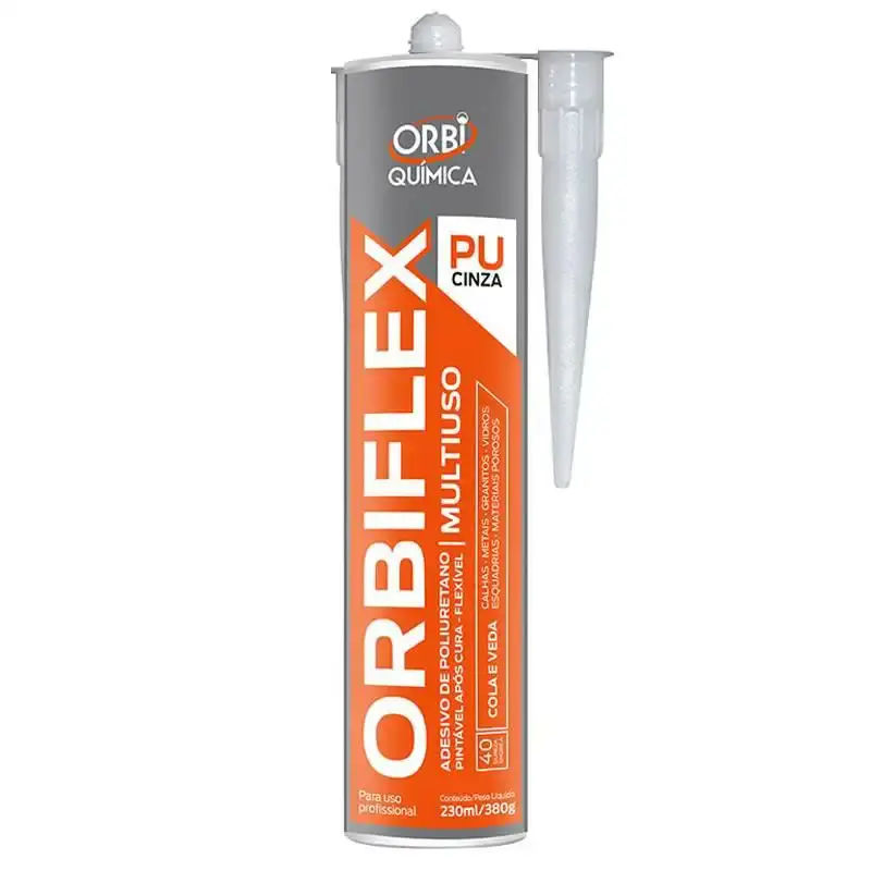 Adesivo silicone PU selante orbiflex cinza para vedação 230 ML 380 GR Orbi química