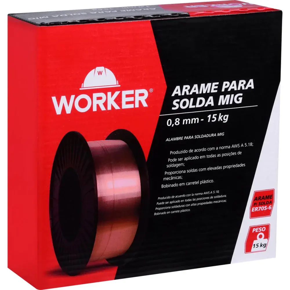 Arame de solda mig 0,8MM carretel em plástico 15KG da Worker — fotografia 6