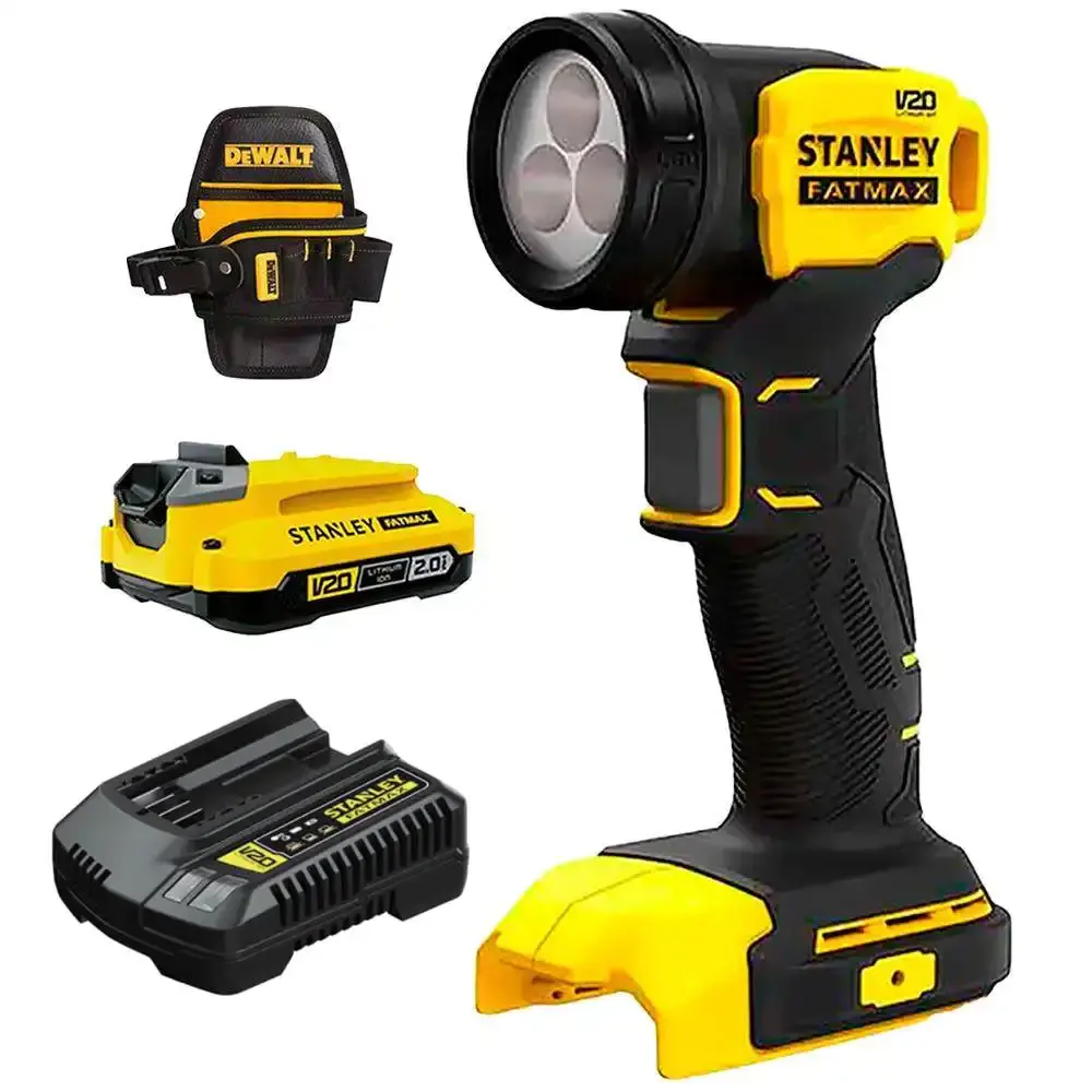 Lanterna led max 20V SCL020-B2 com carregador e bateria + coldre 6 bolsos Stanley