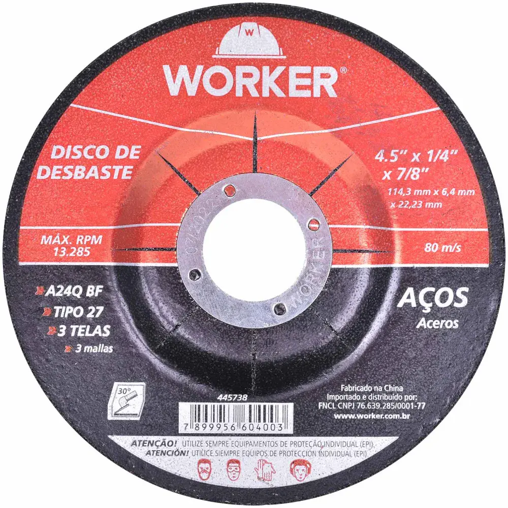 Disco de desbaste para aço com 3 telas 4.5/4/8WORKER Worker — fotografia de referência