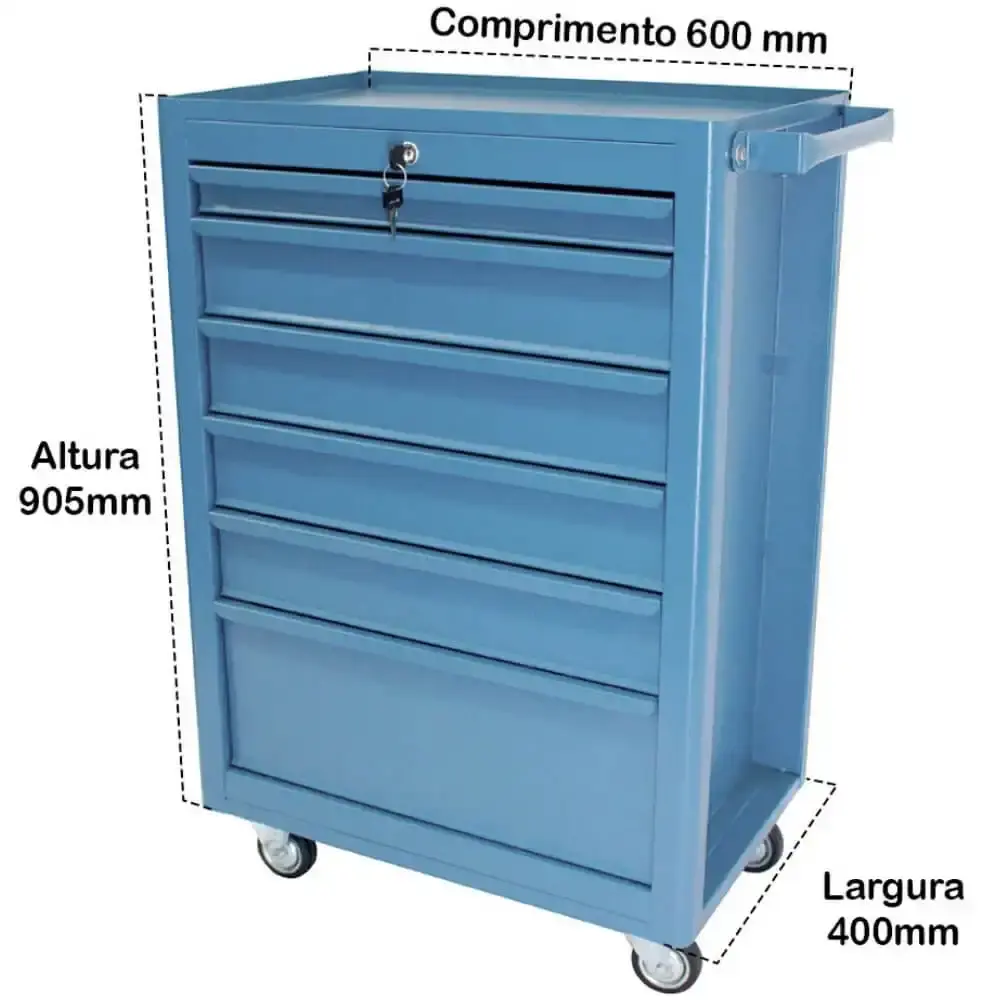 Carrinho para ferramentas fechado 90 KG com 6 gavetas NC-12 Nocram — fotografia 5