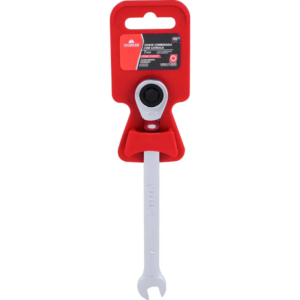 Chave combinada com catraca cromo vanádio 7MM Worker — fotografia 6
