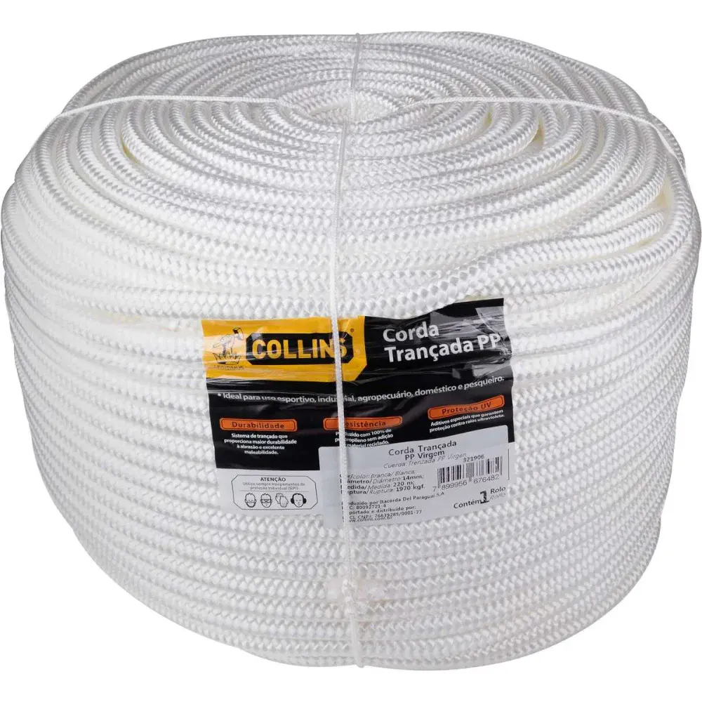 Corda trançada nat polipropileno virgem 12X220M rolo Collins