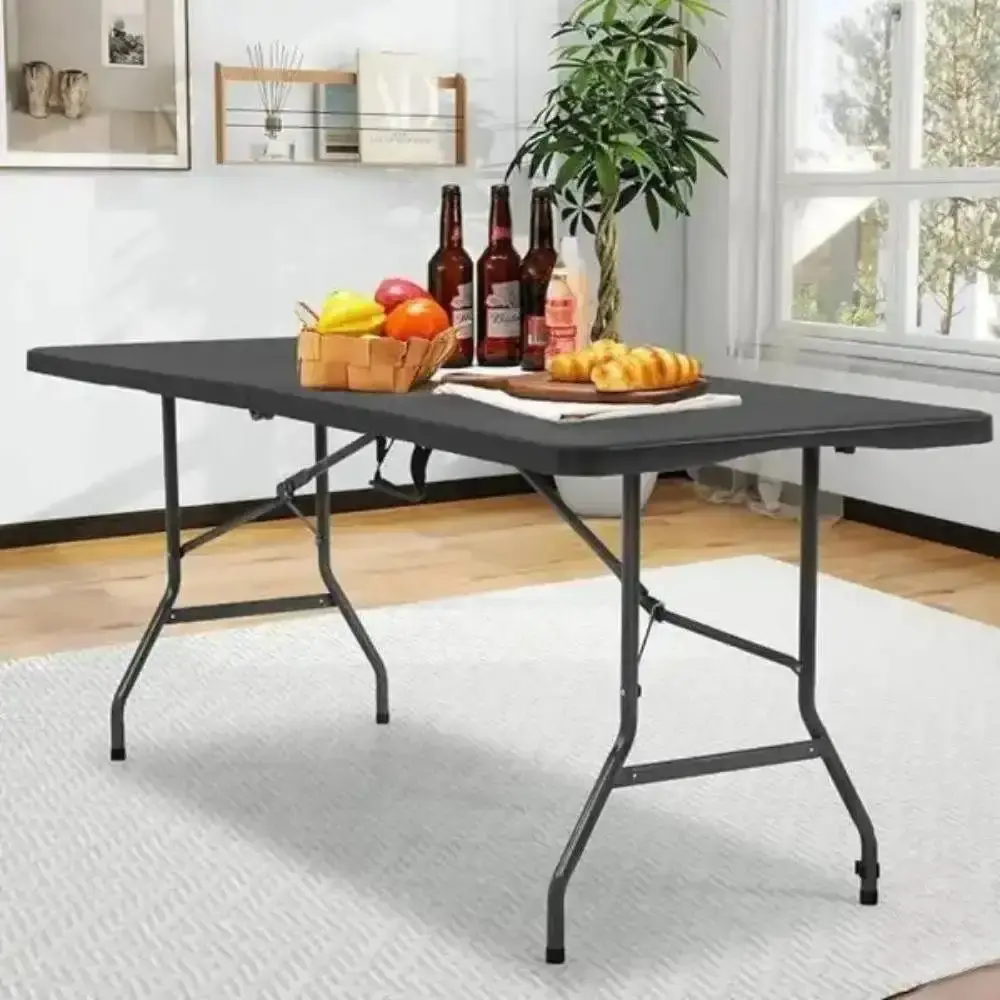Kit Mesa Dobrável Vira Maleta 180 x 74 x 74 CM com Toalha Capa Retangular Elástica Preta CASA LYS — fotografia 6