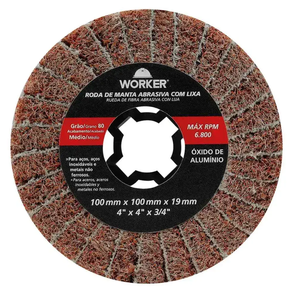Roda manta abrasiva com lixa G60 4X 4”/4 Worker — fotografia 4