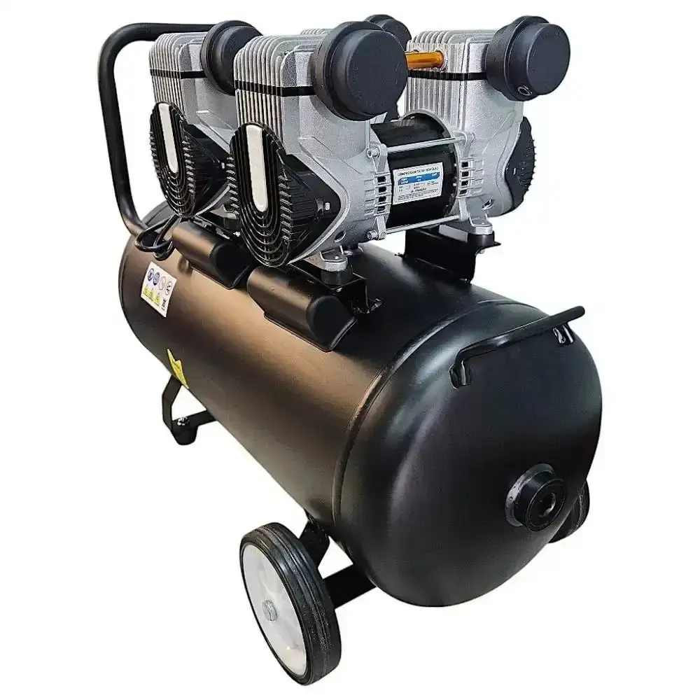 Compressor portátil 10 pés 1HP 50L sem óleo 1200*2-50L Compbrasil com kit 6 pçs ferrari — fotografia 4