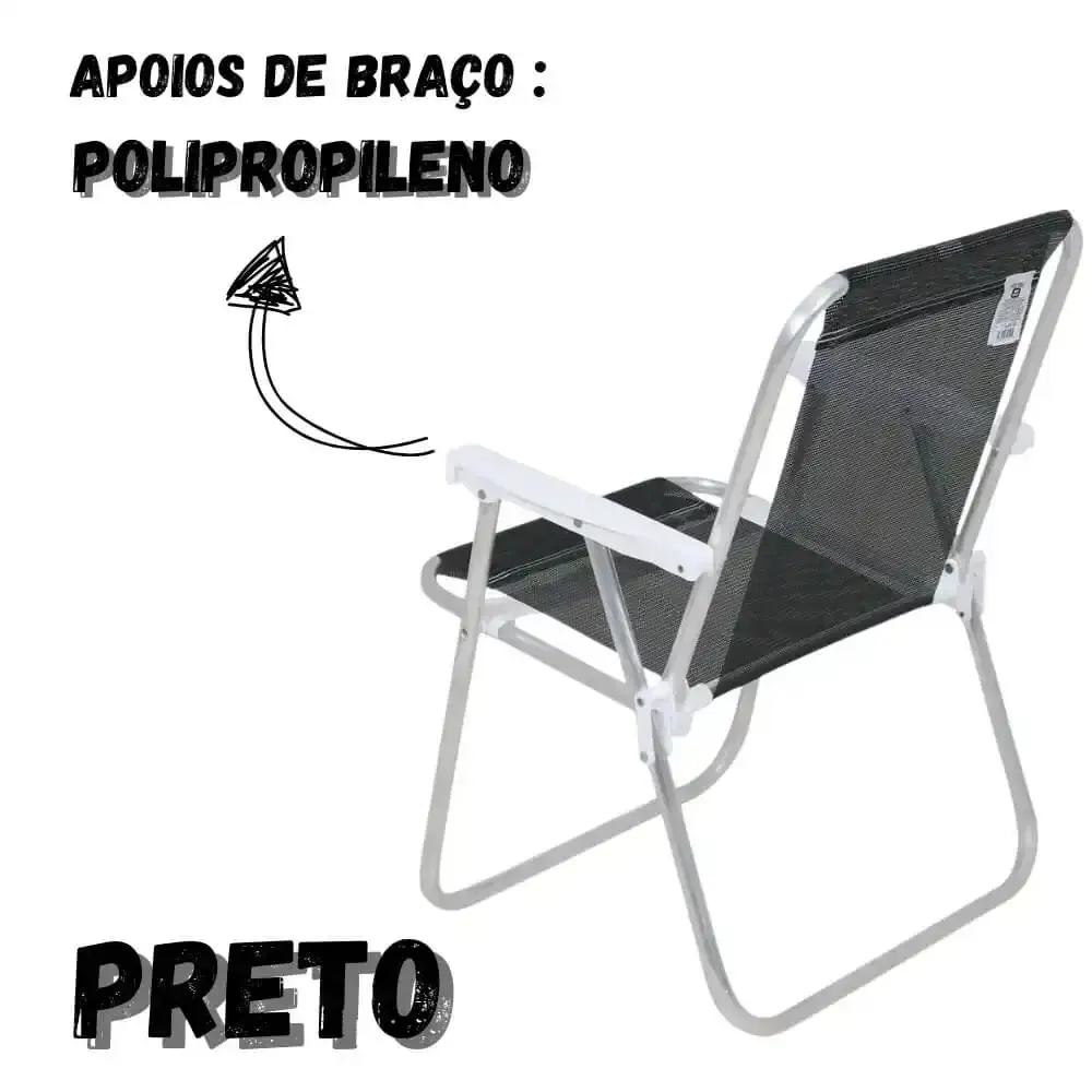 Cadeira de praia alta sannet aluminio preta 023574 BEL — fotografia 5