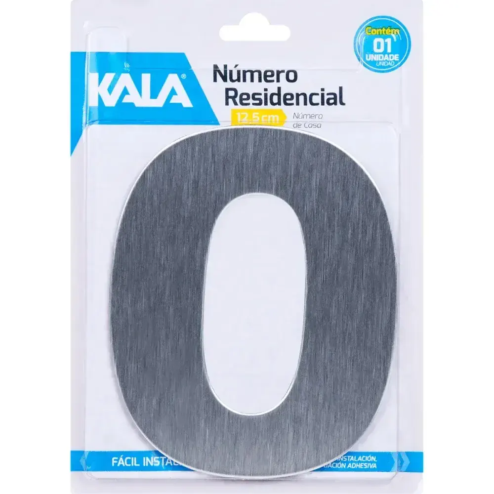 Número residencial N°0 aço escovado 12,5CM Kala — fotografia 4