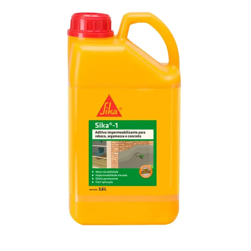 SIKA-1 aditivo impermeabilizante amarelo 3,6L Sika — fotografia 2