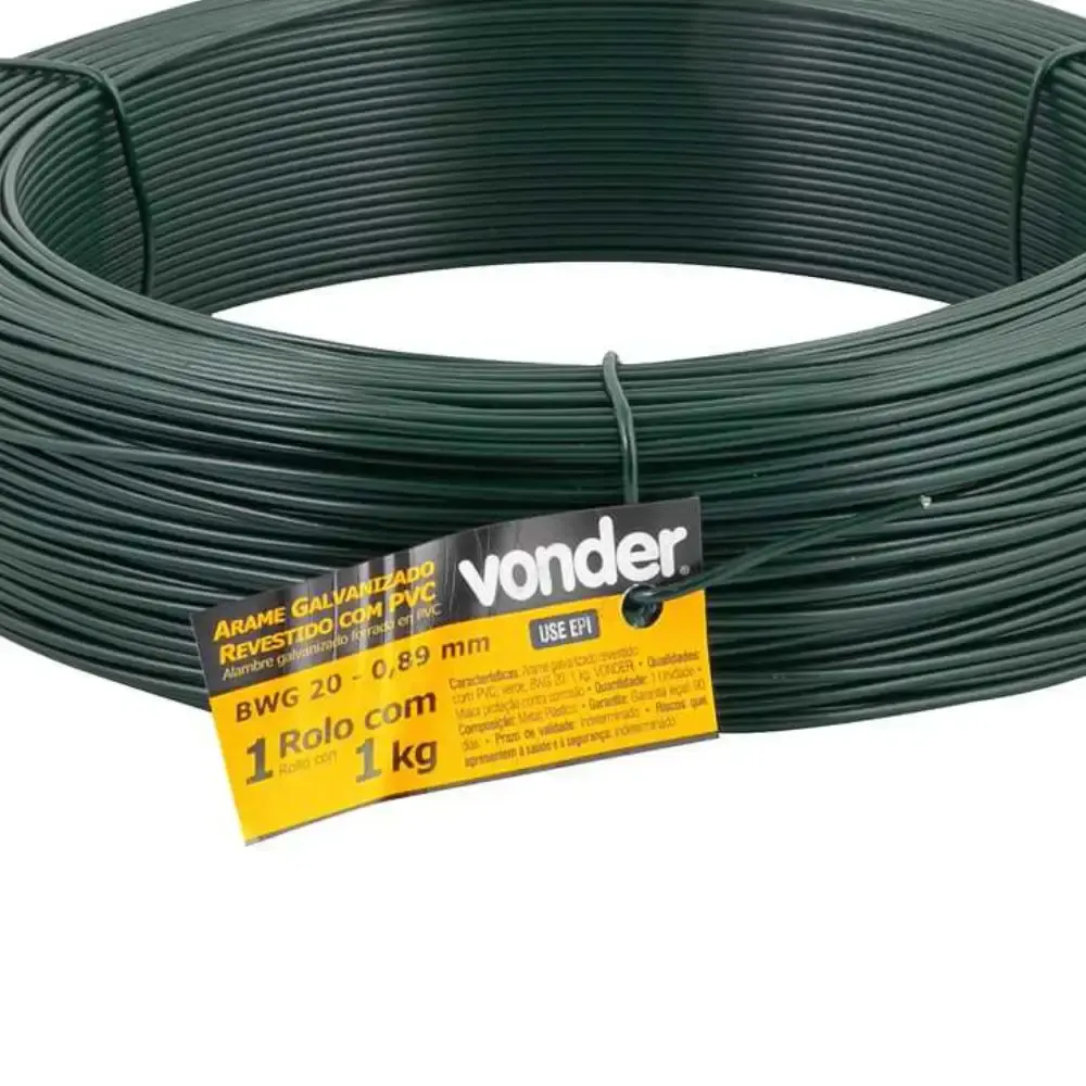 Arame revestido pvc verde rolo 1KG BWG20 Vonder — fotografia 2