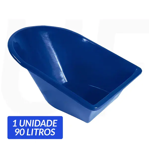 Caçamba plástica para carrinho de mão 90L s/ furo azul - Metasul