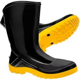 Bota ocupacional impermeável vulcaflex galocha PVC 110VFLEX-PRA | 700454 preto solado amarelo Marluvas — fotografia 2